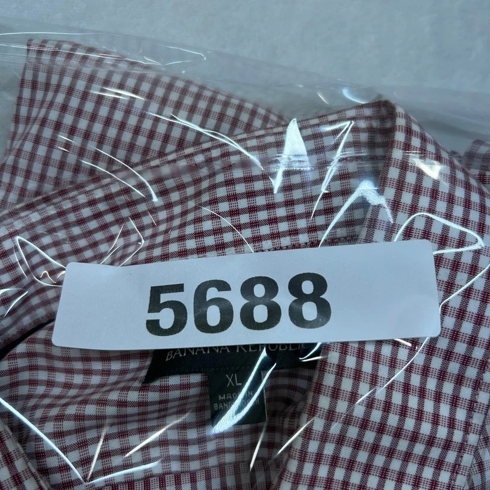 Banana Republic‎ Gingham Shirt Mens XL Red White Long Sleeve Button Up